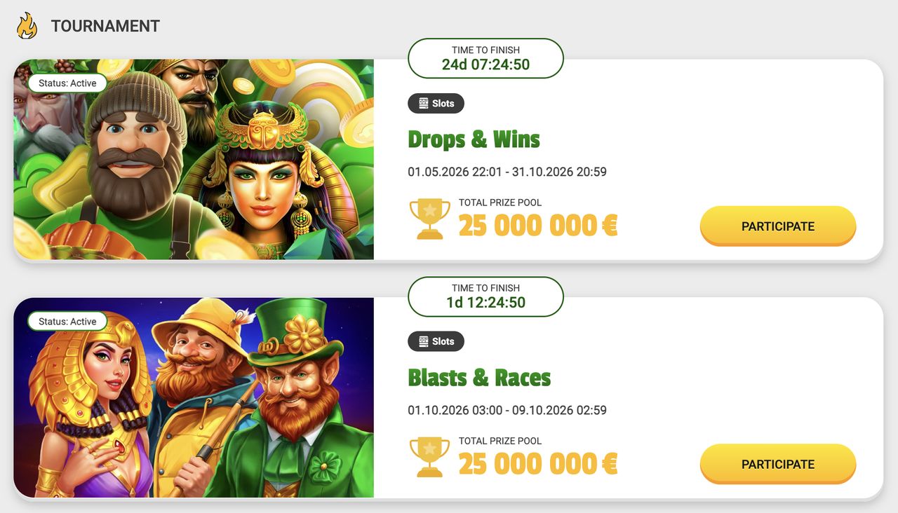 Torneios da Brazino777: Drops & Wins e Blasts & Races, cada um com prêmio total de 25.000.000 euros